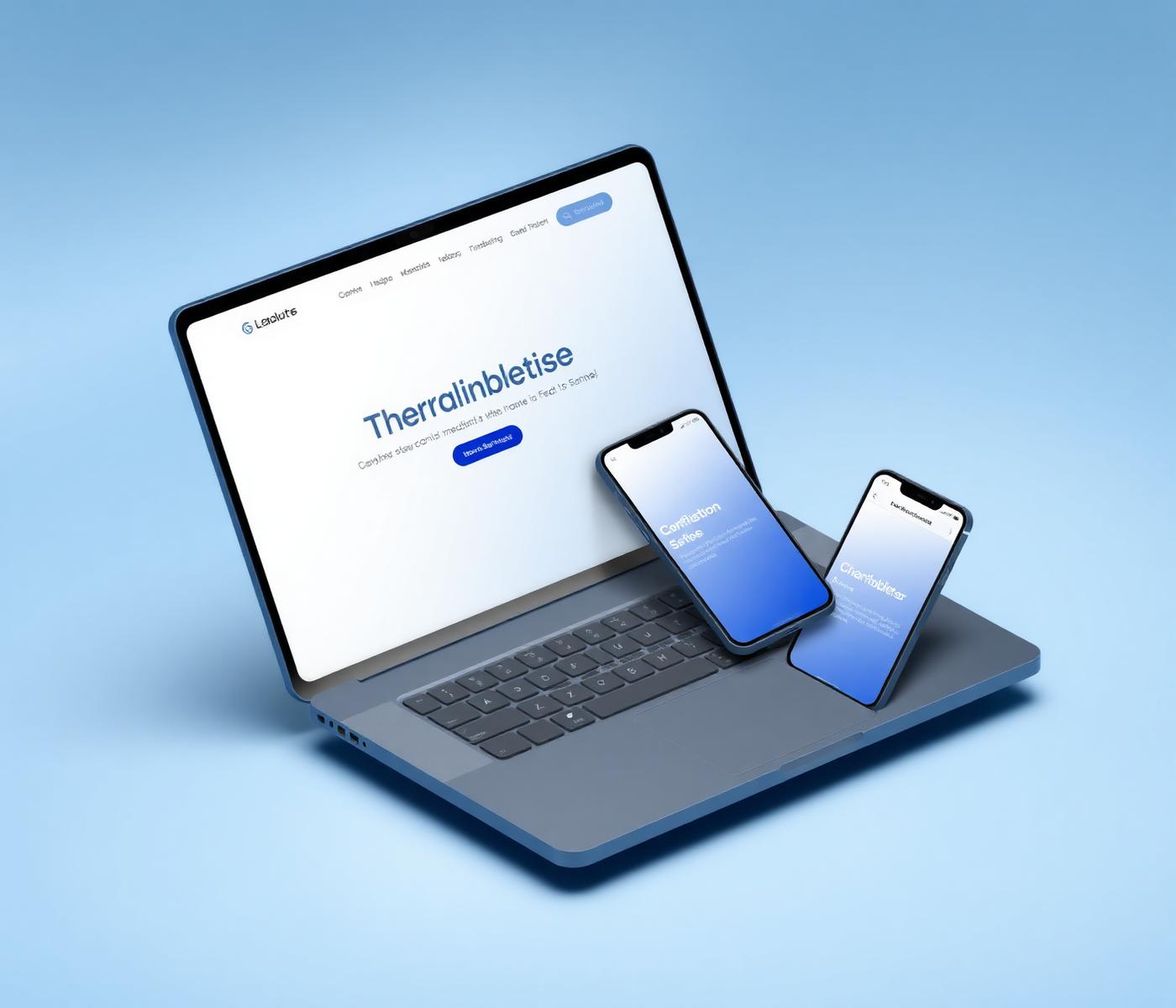 LaunchLine website design mockup on laptop and phone